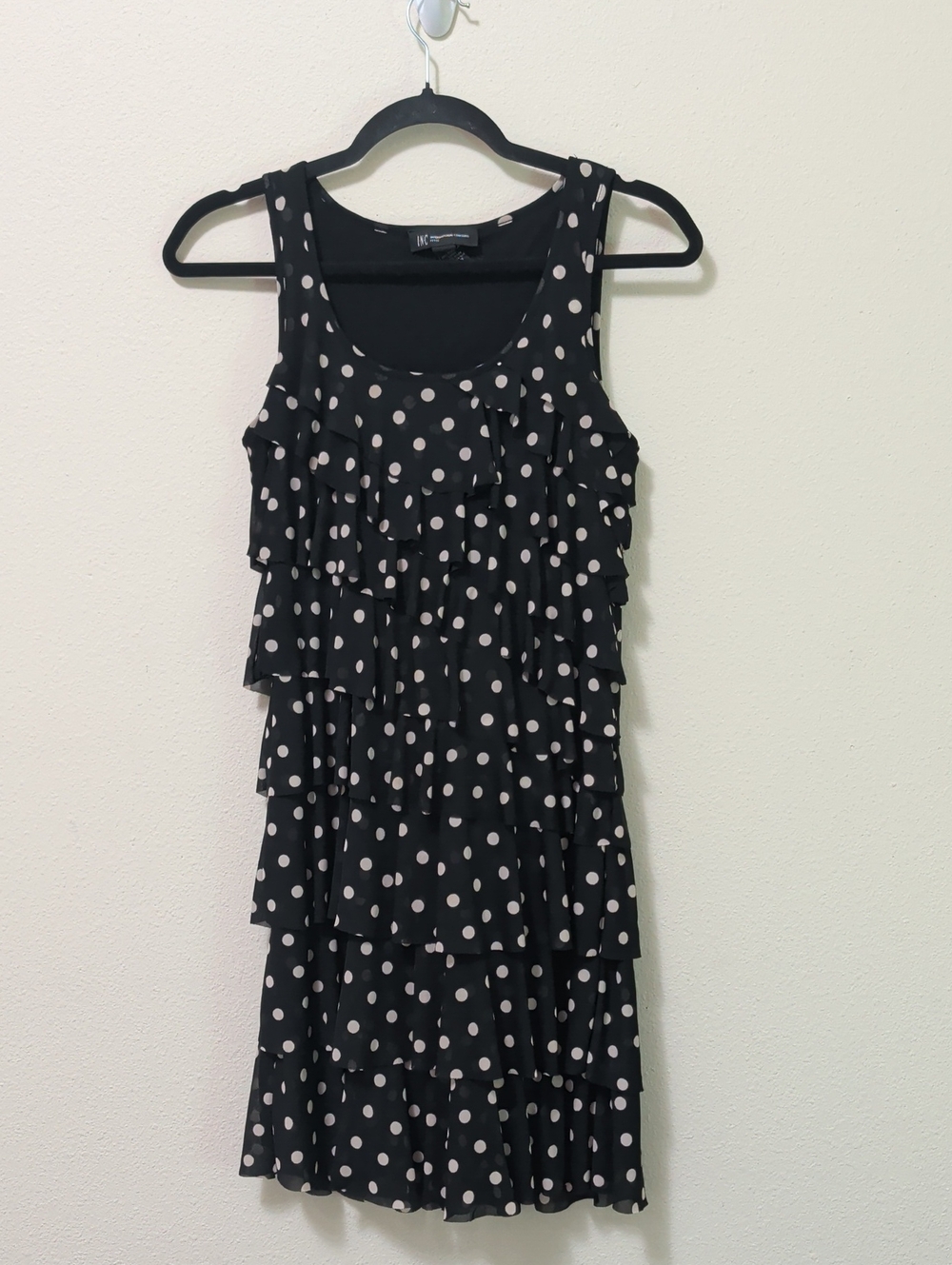 Black Polka Dot Ruffle Tank Dress